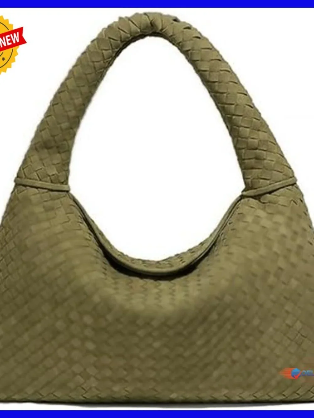 Medium Woven Faux Suede Hobo Tote Bag with Magnetic Closure